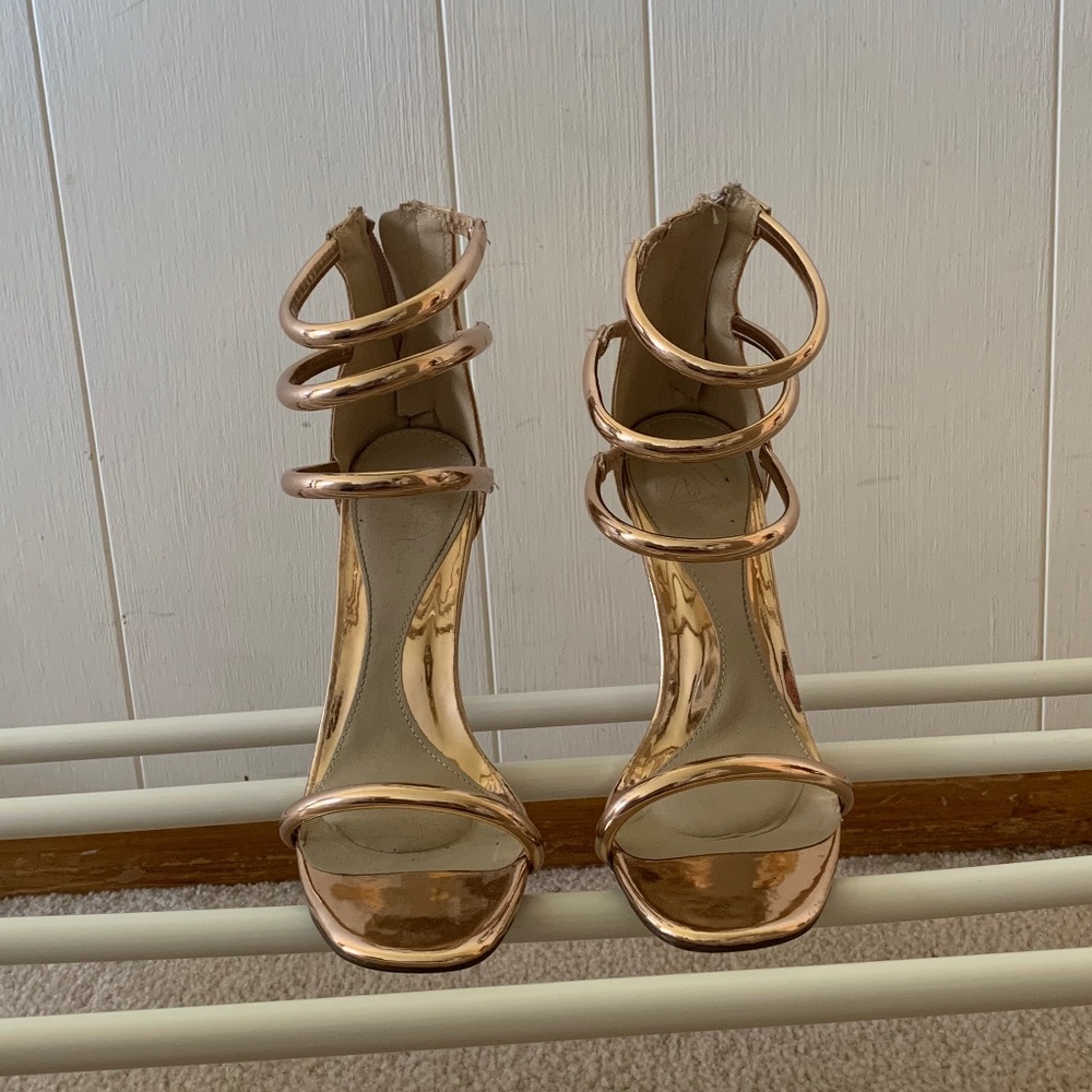 rose gold misguided high heels sandals